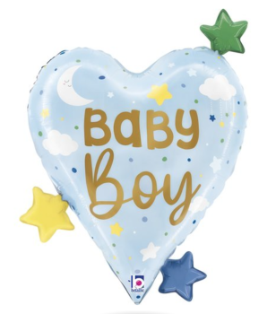 XL Folienballon Figur - Baby Boy, herzförmig - 64cm